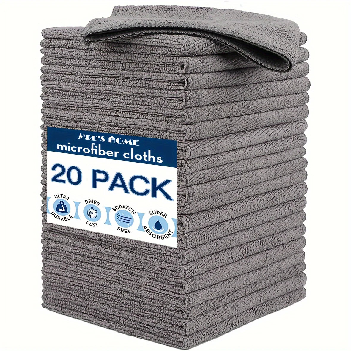Microfiber Cleaning Cloths - Ultra Absorbent, Stain & Grease Removal Towels For Kitchen, Bathroom, Car & Glass - Dura
