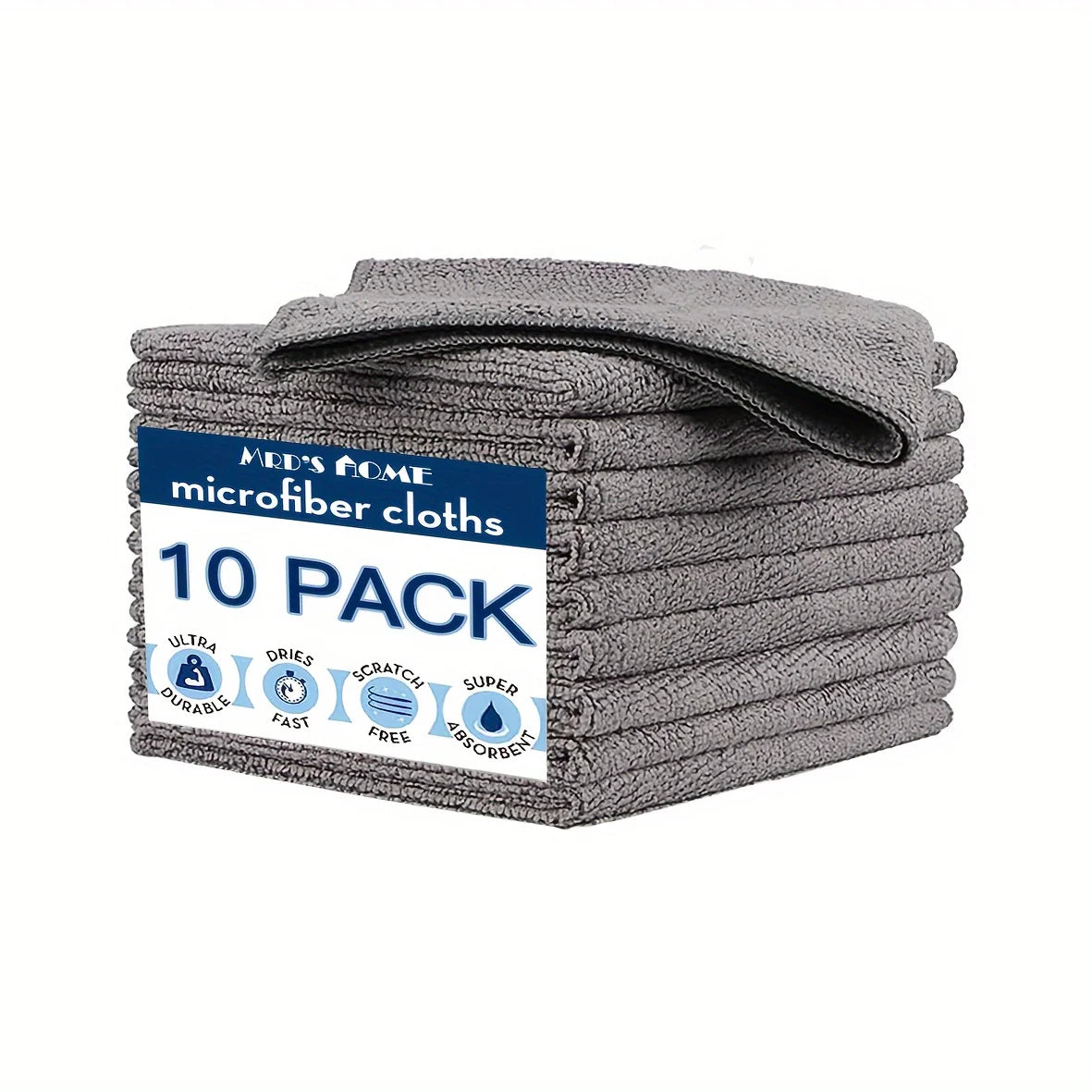 Microfiber Cleaning Cloths - Ultra Absorbent, Stain & Grease Removal Towels For Kitchen, Bathroom, Car & Glass - Dura
